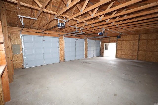 garage with a garage door opener