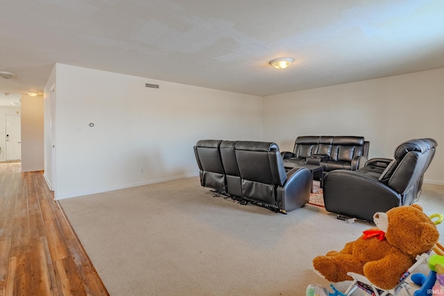 view of carpeted home theater room