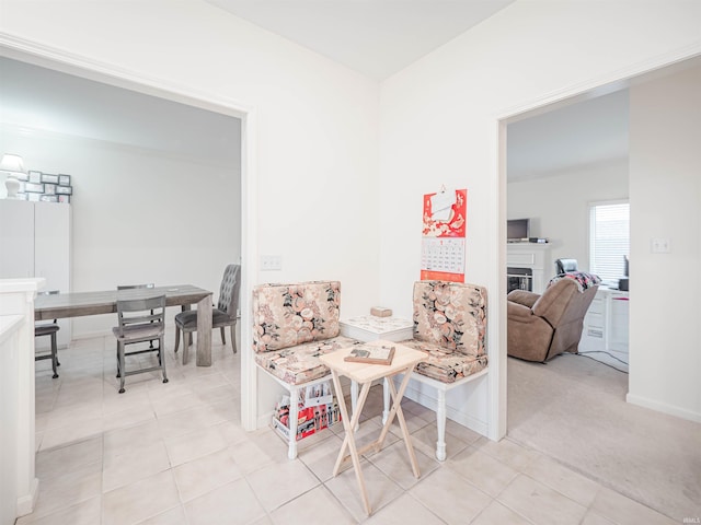 living area featuring light tile patterned floors