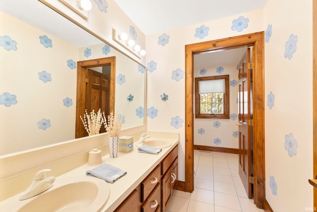 bathroom featuring tile patterned floors and vanity