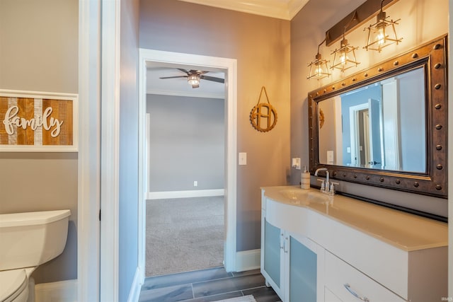 581 Silverdale Rd, Rockport, IN 47635 - bathroom featuring ornamental molding, vanity, and toilet