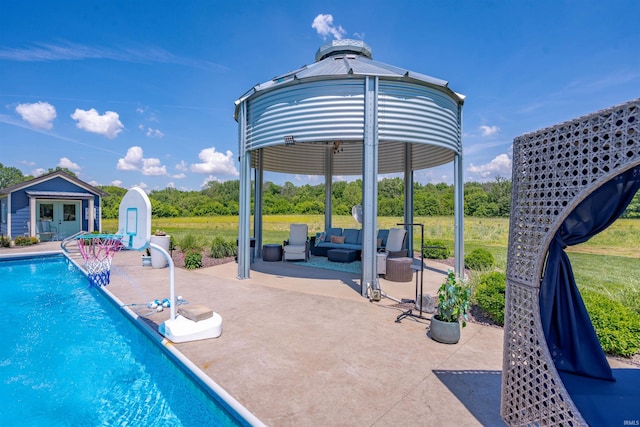 581 Silverdale Rd, Rockport, IN 47635 - view of pool with an outdoor living space, a gazebo, an outdoor structure, and a patio