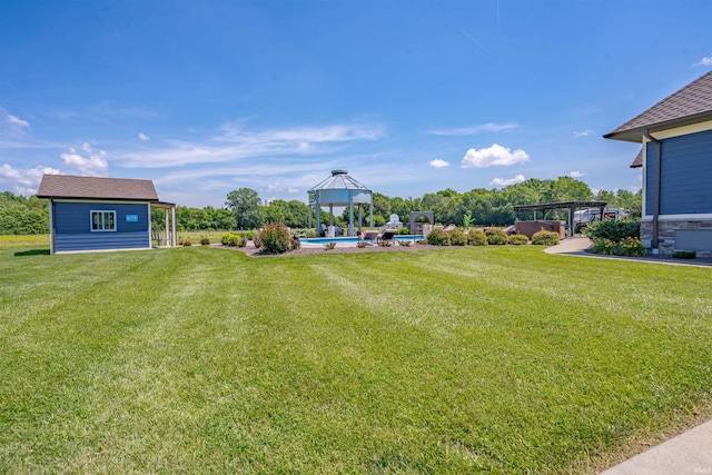 581 Silverdale Rd, Rockport, IN 47635 - view of yard featuring an outbuilding, a pool, a pergola, and a gazebo