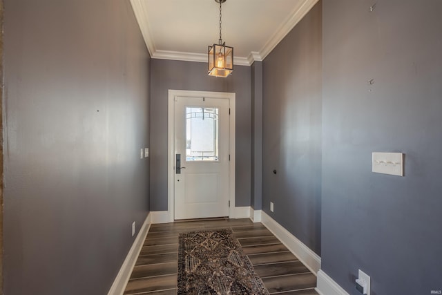 581 Silverdale Rd, Rockport, IN 47635 - doorway to outside with crown molding and dark wood-type flooring
