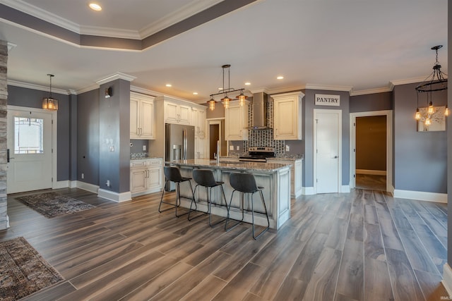 581 Silverdale Rd, Rockport, IN 47635 - kitchen featuring a large island, appliances with stainless steel finishes, a kitchen breakfast bar, and hanging light fixtures