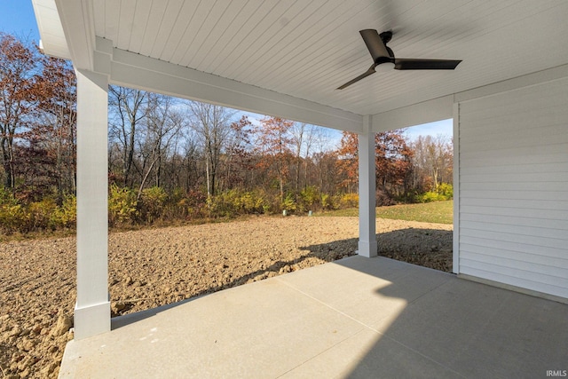 view of patio / terrace featuring ceiling fan