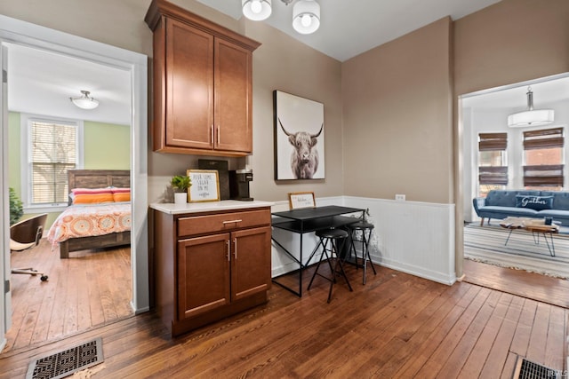 home office featuring dark hardwood / wood-style floors