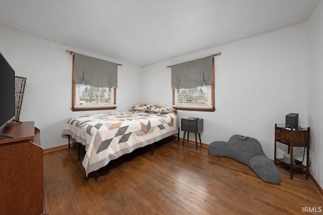 bedroom featuring multiple windows and hardwood / wood-style floors