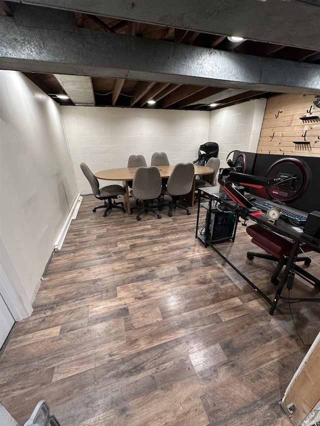 interior space featuring dark wood-type flooring