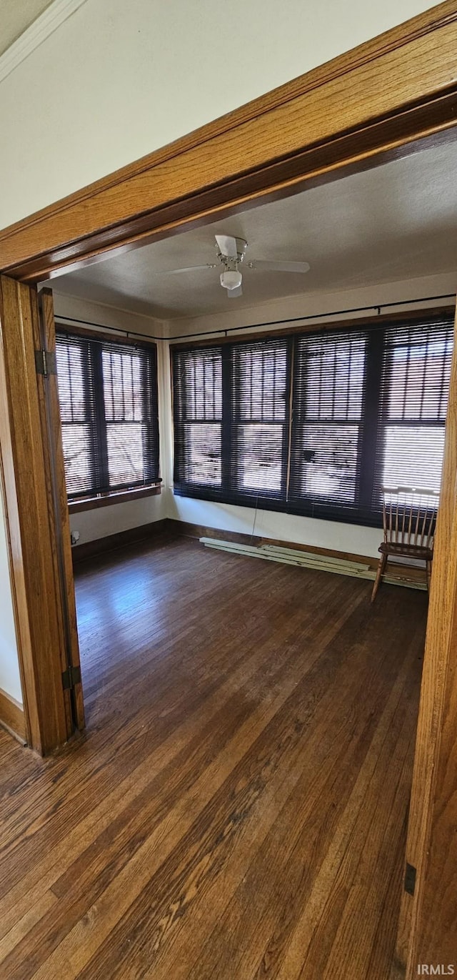 unfurnished room with dark hardwood / wood-style flooring