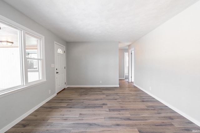 interior space with dark wood-type flooring