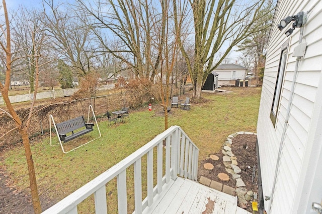 view of yard with a deck