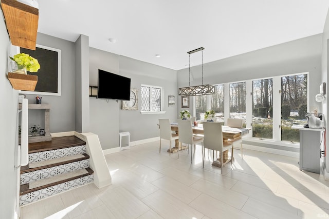 dining room with light tile patterned floors