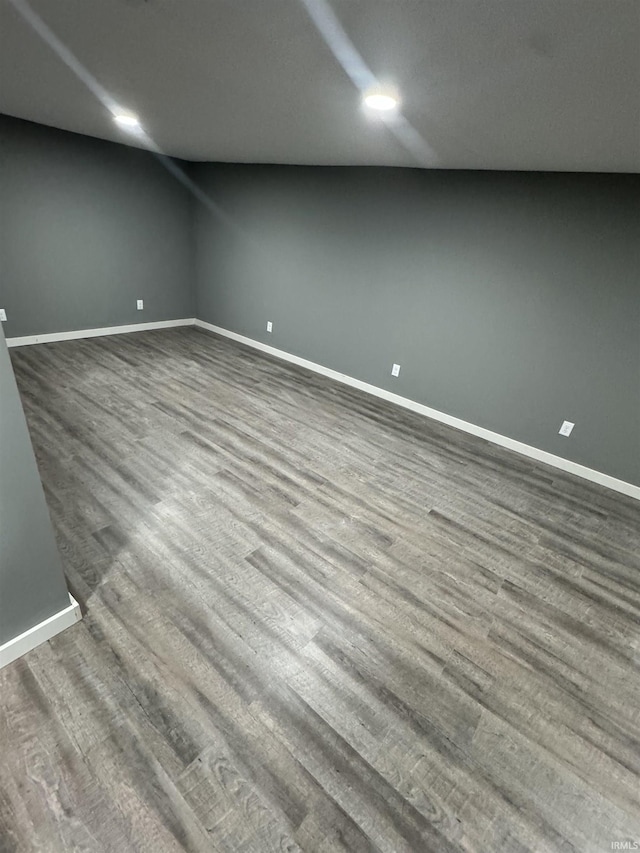 basement featuring wood-type flooring