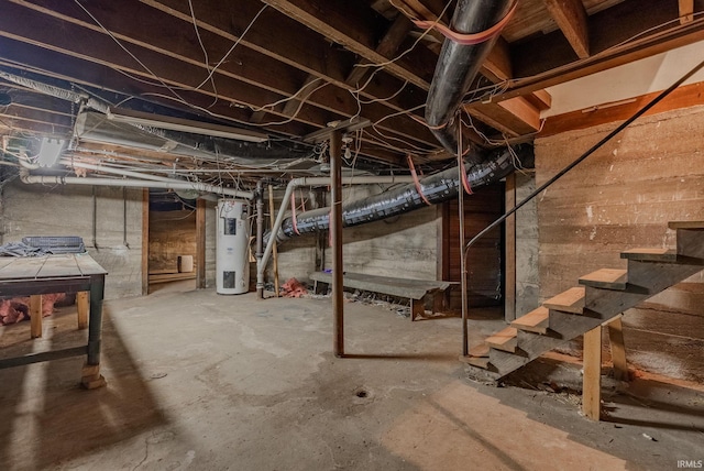 basement featuring water heater