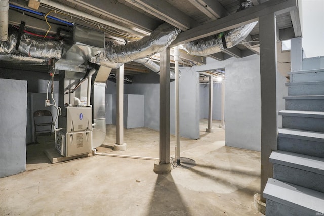 basement with heating unit