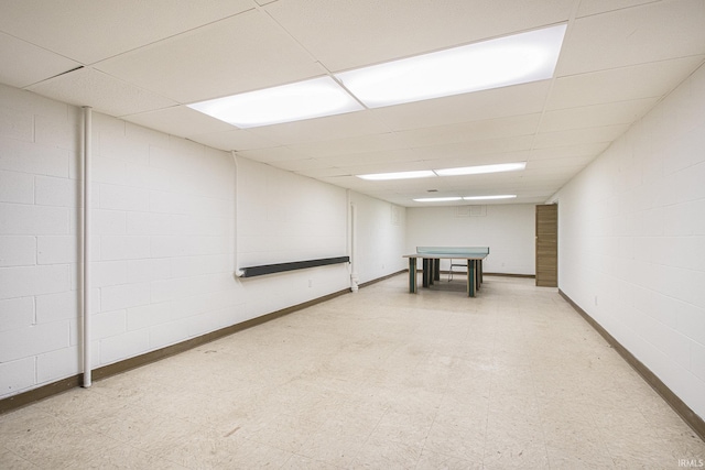 basement with a drop ceiling