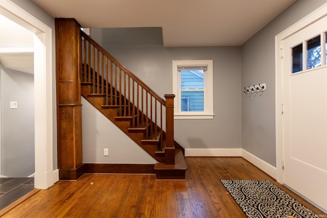 entrance foyer with dark wood-type flooring