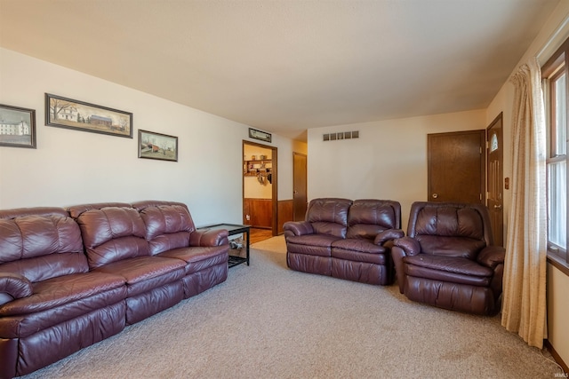 living room featuring carpet