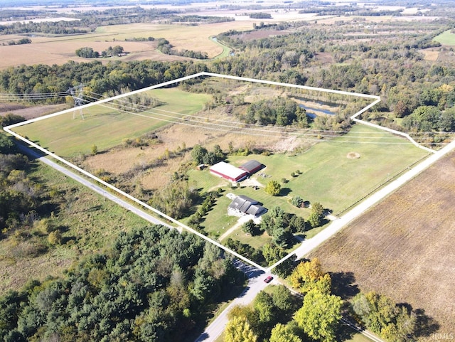 aerial view featuring a rural view