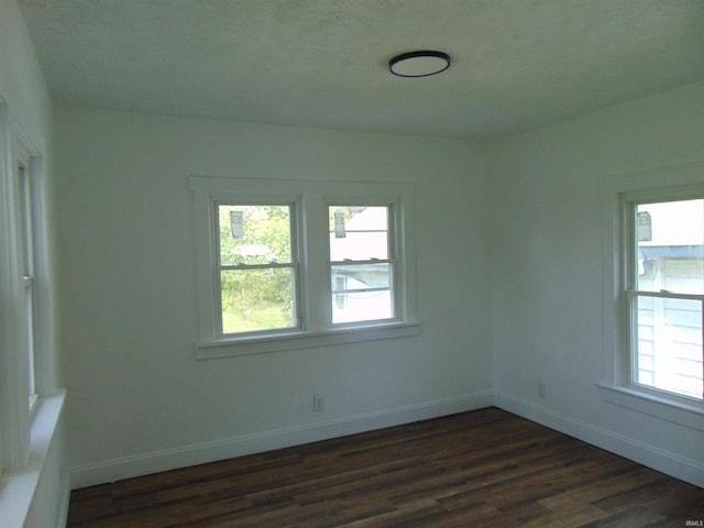 empty room featuring dark hardwood / wood-style flooring