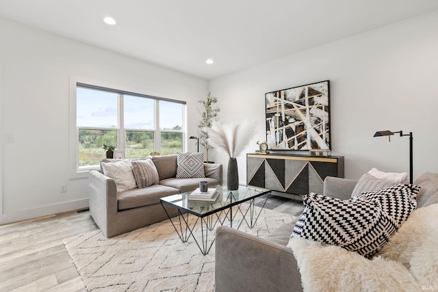 living room featuring light hardwood / wood-style floors