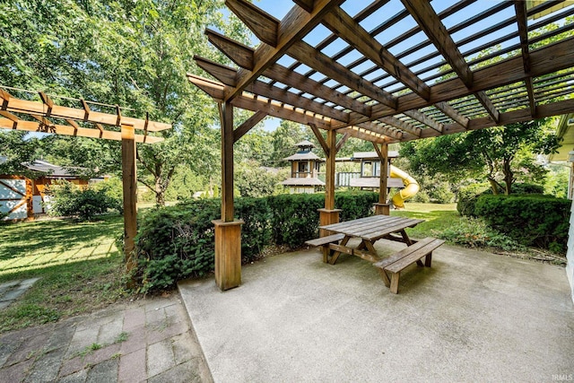 view of patio with a pergola