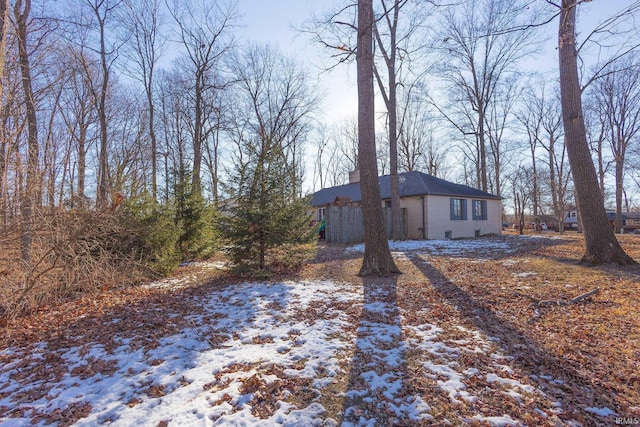 view of snow covered exterior