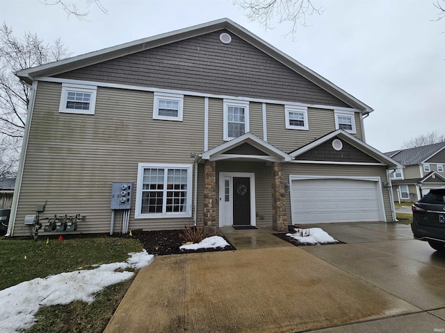 view of front of property featuring a garage