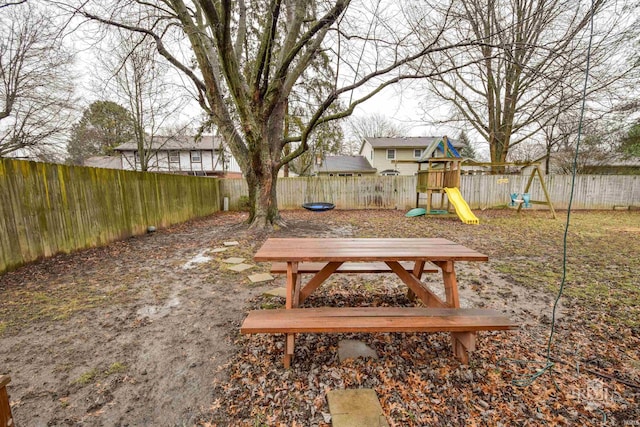 view of yard with a playground