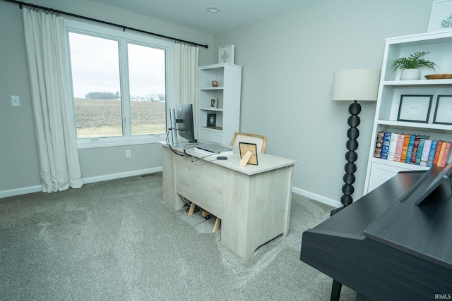 view of carpeted home office