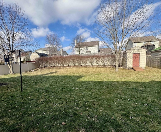 view of yard featuring a shed