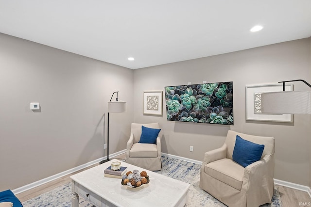 living area with wood-type flooring