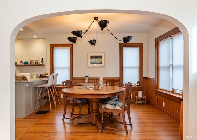 dining room with light hardwood / wood-style flooring