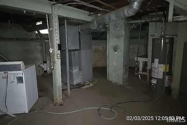 basement with water heater