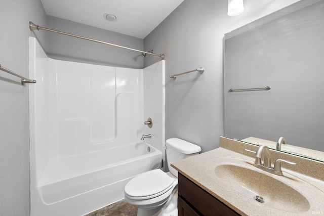 full bathroom featuring vanity, shower / tub combination, and toilet