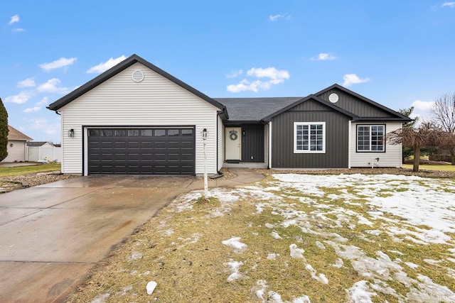 single story home featuring a garage