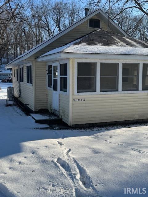 view of snow covered exterior