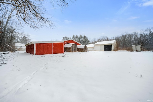 view of yard covered in snow