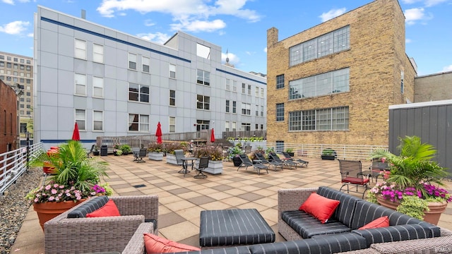 view of patio with an outdoor hangout area