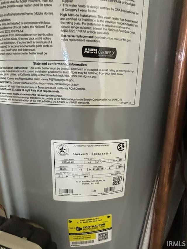 details with water heater