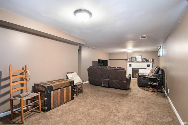 basement featuring carpet floors