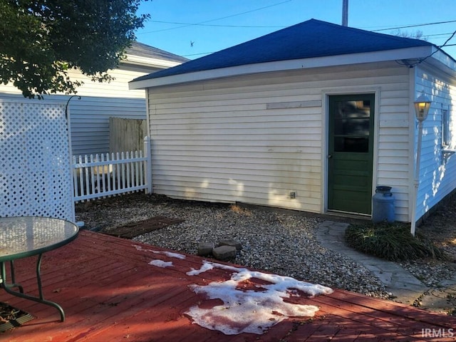 exterior space featuring a wooden deck