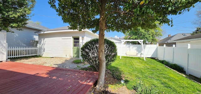208 NE 10th St, Washington, IN 47501 - view of yard with a fenced backyard and a wooden deck