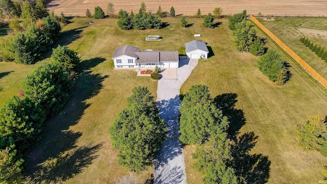 drone / aerial view with a rural view