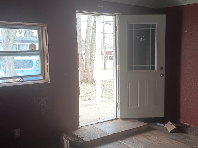 doorway to outside featuring light hardwood / wood-style floors