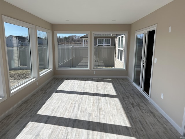 view of unfurnished sunroom