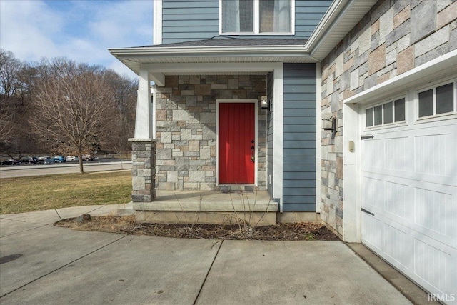 entrance to property with a garage