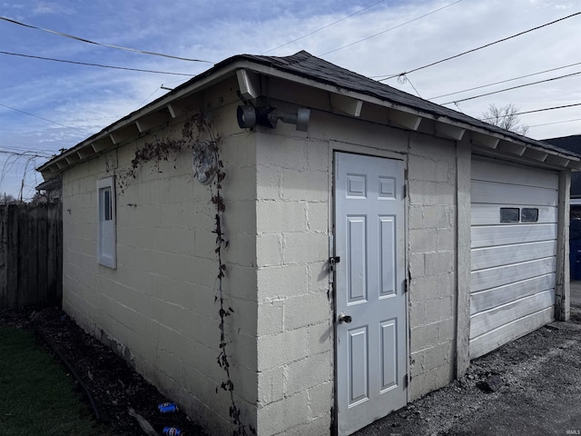 view of outbuilding with a garage