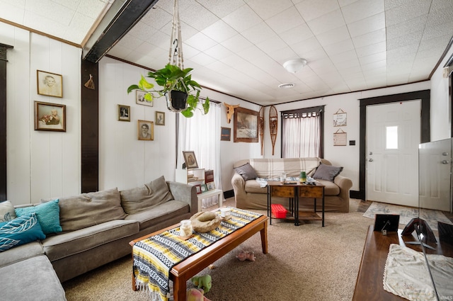 living room with ornamental molding, hardwood / wood-style flooring, and plenty of natural light